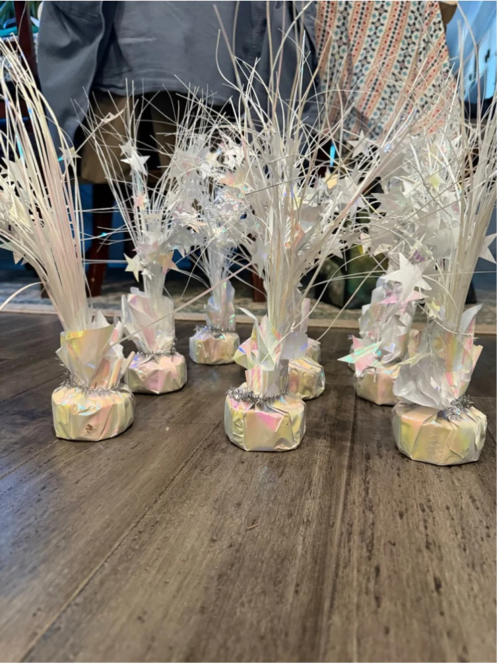 Set of 9 Iridescent White Star Balloon Weights